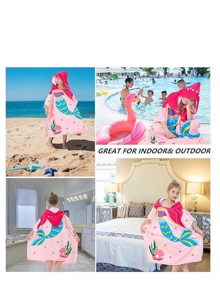 DMG TECH منشفة حمام للأطفال من DMG للأطفال بعمر 1-6 سنوات، منشفة بغطاء للرأس، ألياف دقيقة فائقة النعومة، رداء حمام المعطف، للفتيات للسباحة على الشاطئ واللعب المائي، أغطية للسباحة في حمام السباحة قطعة واحدة - Image 4